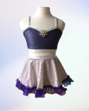 Glitter Denim Crop Top & Ruffle Skirt Set