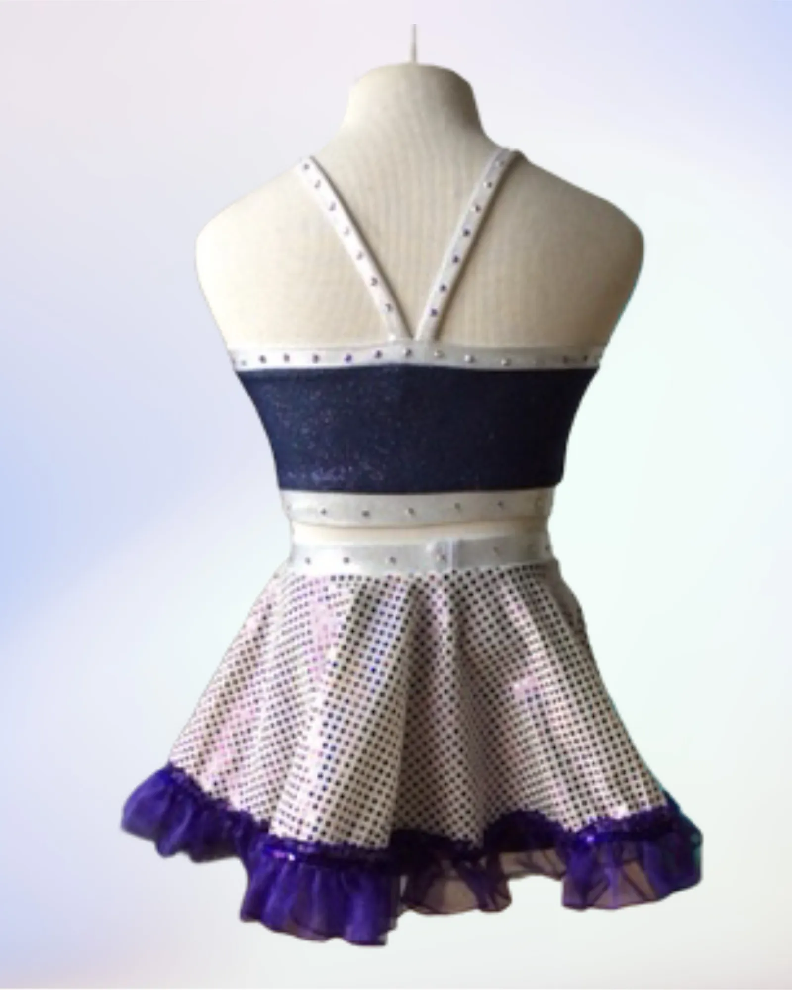 Glitter Denim Crop Top & Ruffle Skirt Set
