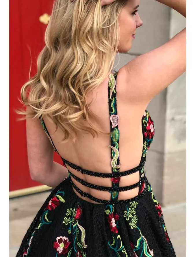 Gorgeous Lace Prom Dresses A-line Floral Gowns With Sweep Train CP120