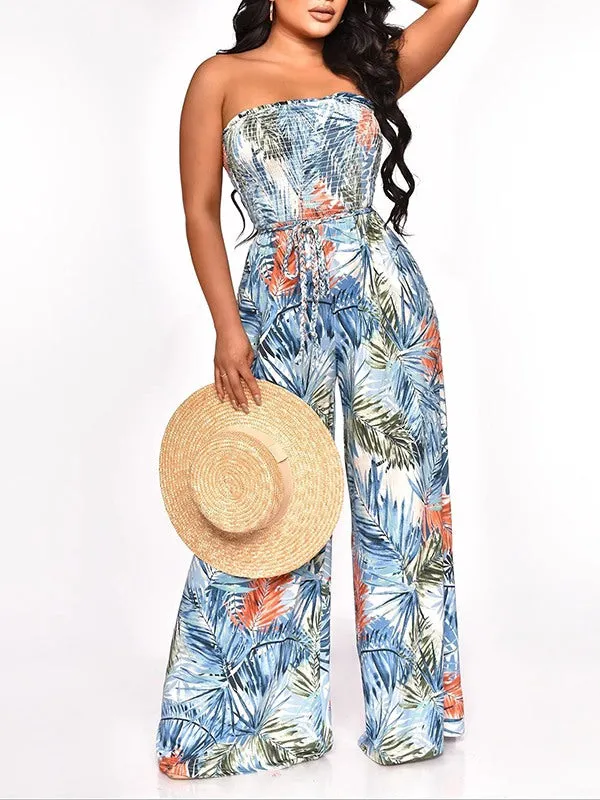 Gorgeousladie Printed Strapless Jumpsuit
