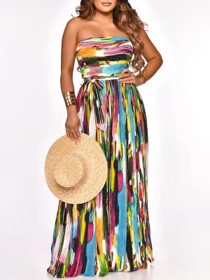 Gorgeousladie Printed Strapless Jumpsuit