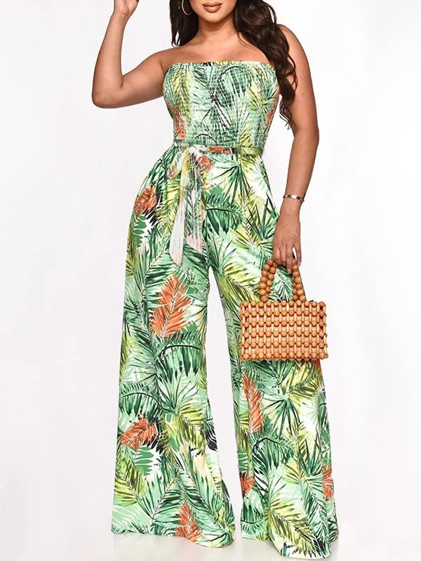 Gorgeousladie Printed Strapless Jumpsuit
