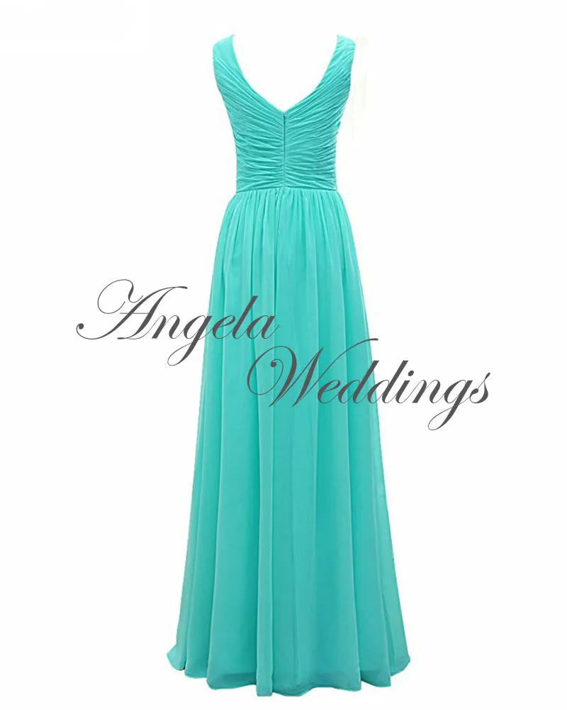 Grape Bridesmaid Dresses 2018 V Neckline Chiffon Floor Length
