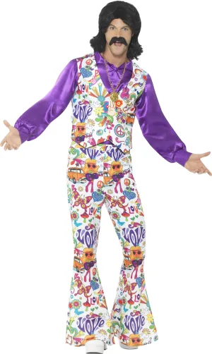 Groovy 60s Hippie Mens Disco Flares and Vest Suit