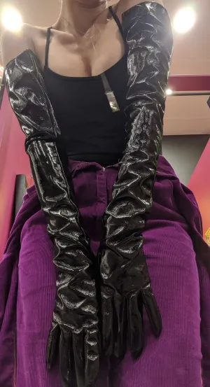 High Shine PVC Opera Length Gloves