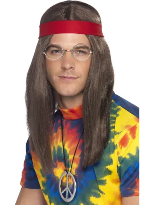 Hippie 60s 70s Wig and Accessories Dress Up Costume Kit