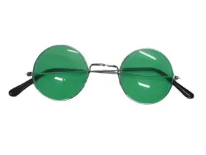 Hippie Green Round Glasses Rock Star Costume Sunglasses