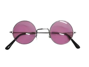Hippie Pink Round Glasses Rock Star Costume Sunglasses