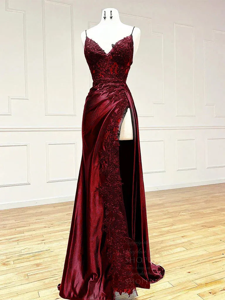 Hot 2024 Black Long Prom Dress Lace V Neck Formal Dresses A Line High split