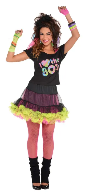 I Love the 80s Black T-Shirt Ladies Fancy Dress Costume Top