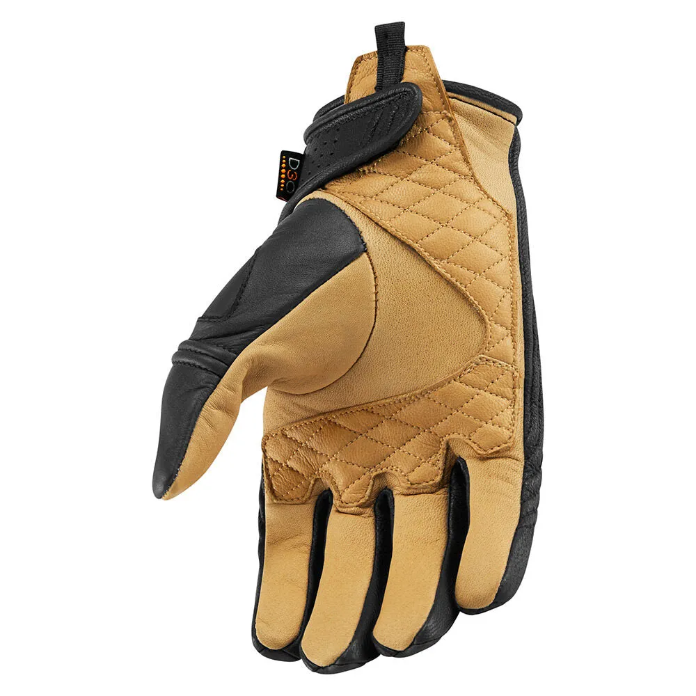 Icon 1000 Axys Mens Motorcycle Short Leather Glove - Black