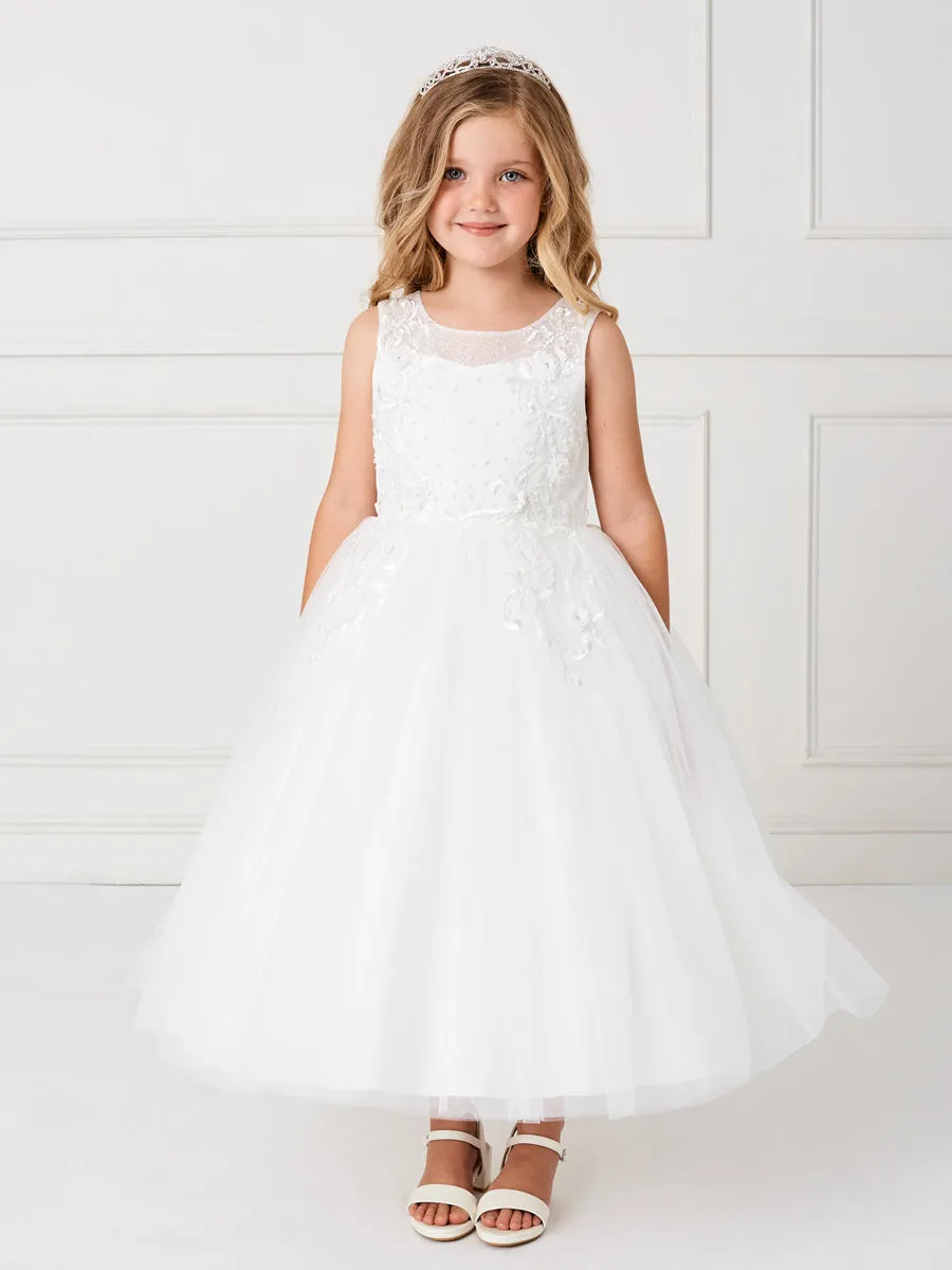 Illusion Neckline Lace & Pearl Dress 5807