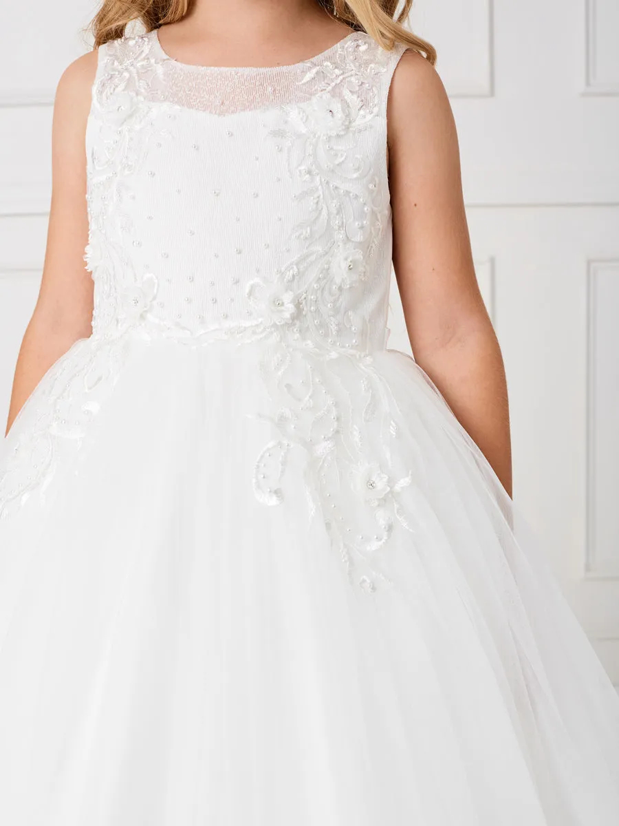 Illusion Neckline Lace & Pearl Dress 5807
