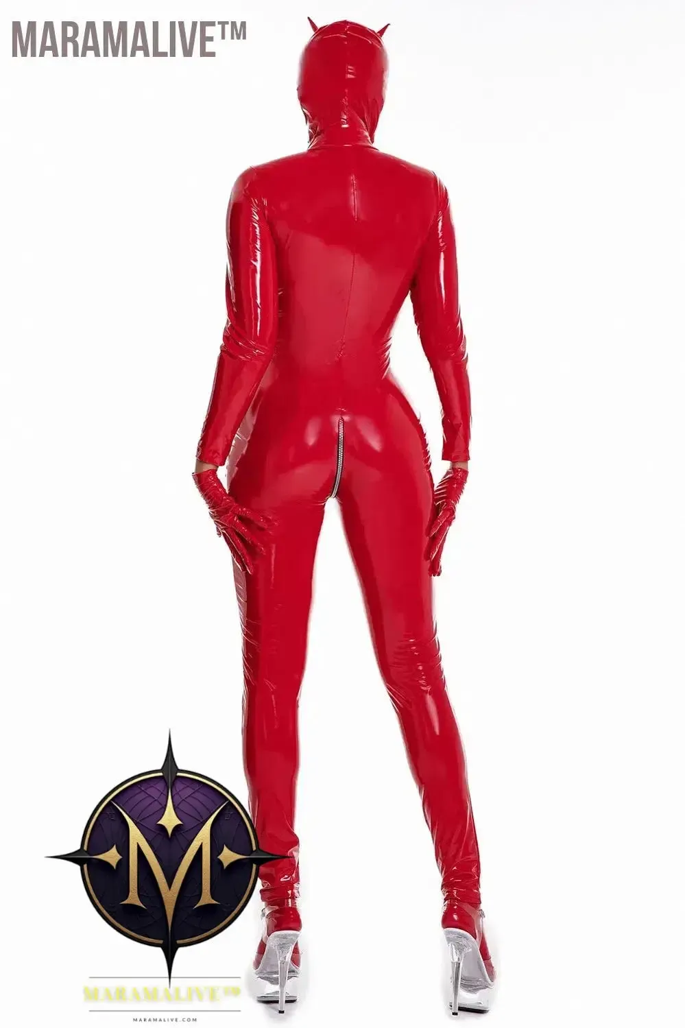 Latex Catsuit Women Wet Look Shiny PU Faux Leather Jumpsuits Suit Long Sleeve Zip Open Crotch Bodysuit Clubwear Plus Size S-5XL