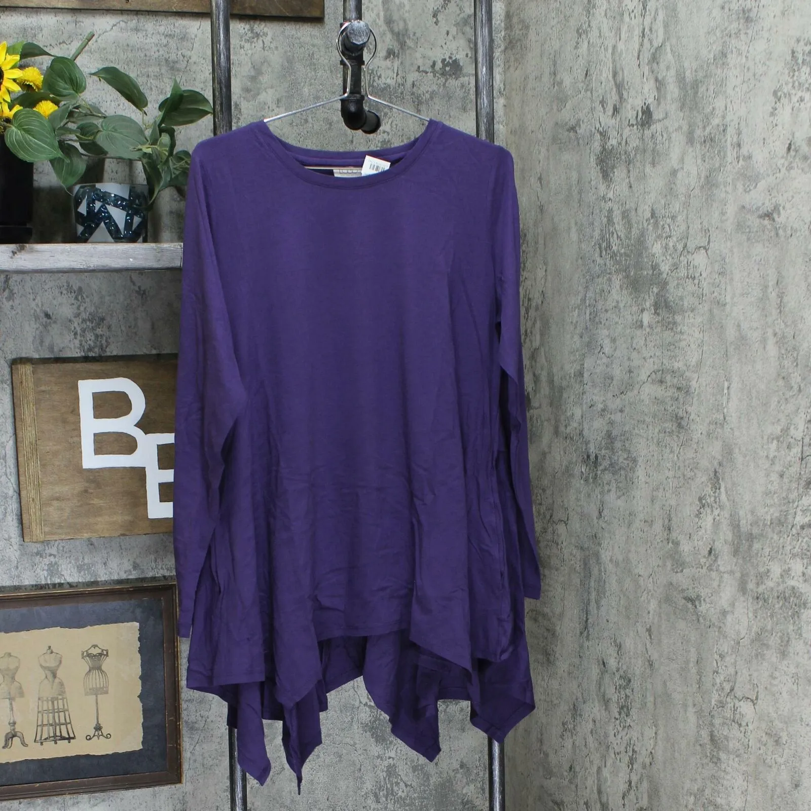 LOGO by Lori Goldstein Women's Cotton Modal Top With Seaming Detail