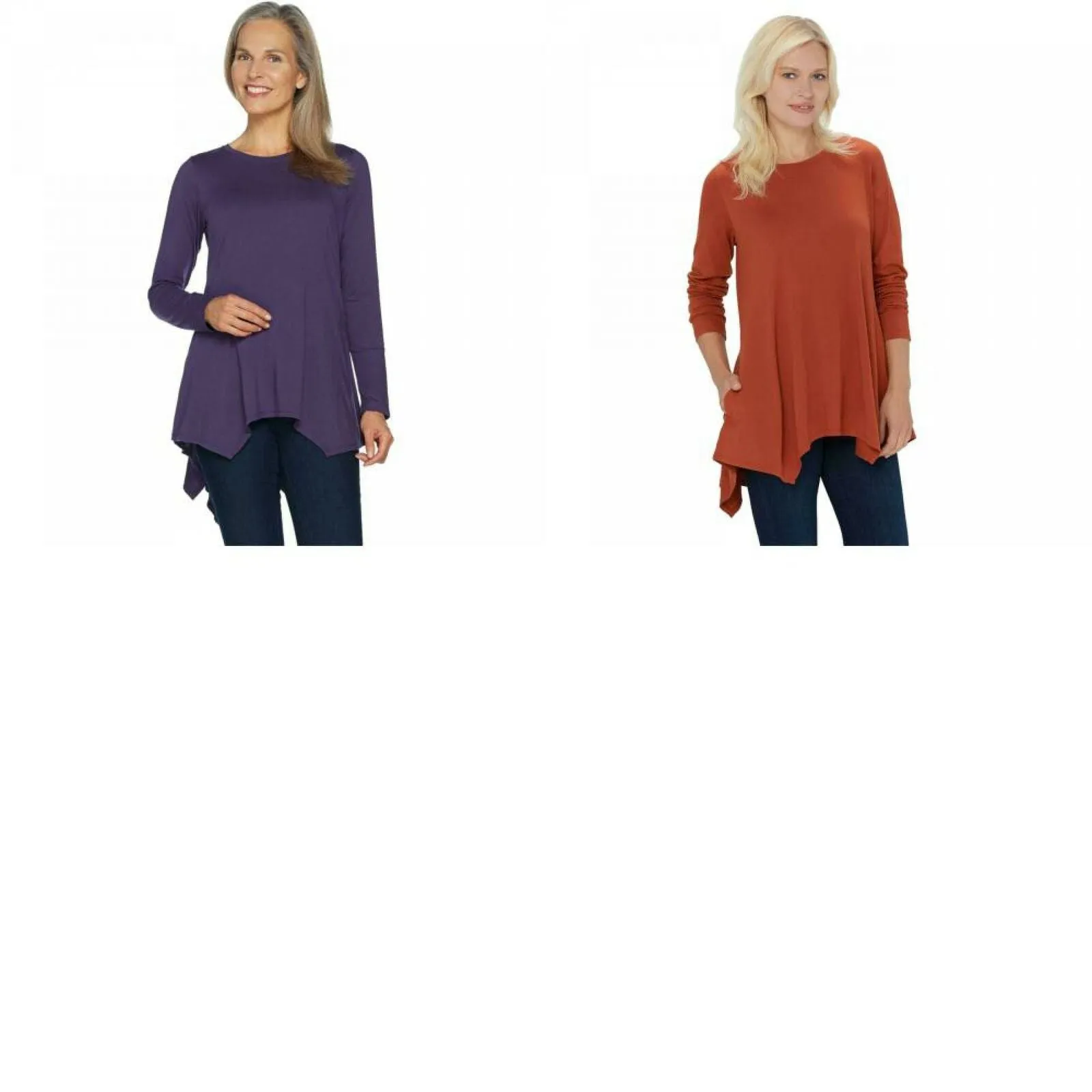 LOGO by Lori Goldstein Women's Cotton Modal Top With Seaming Detail