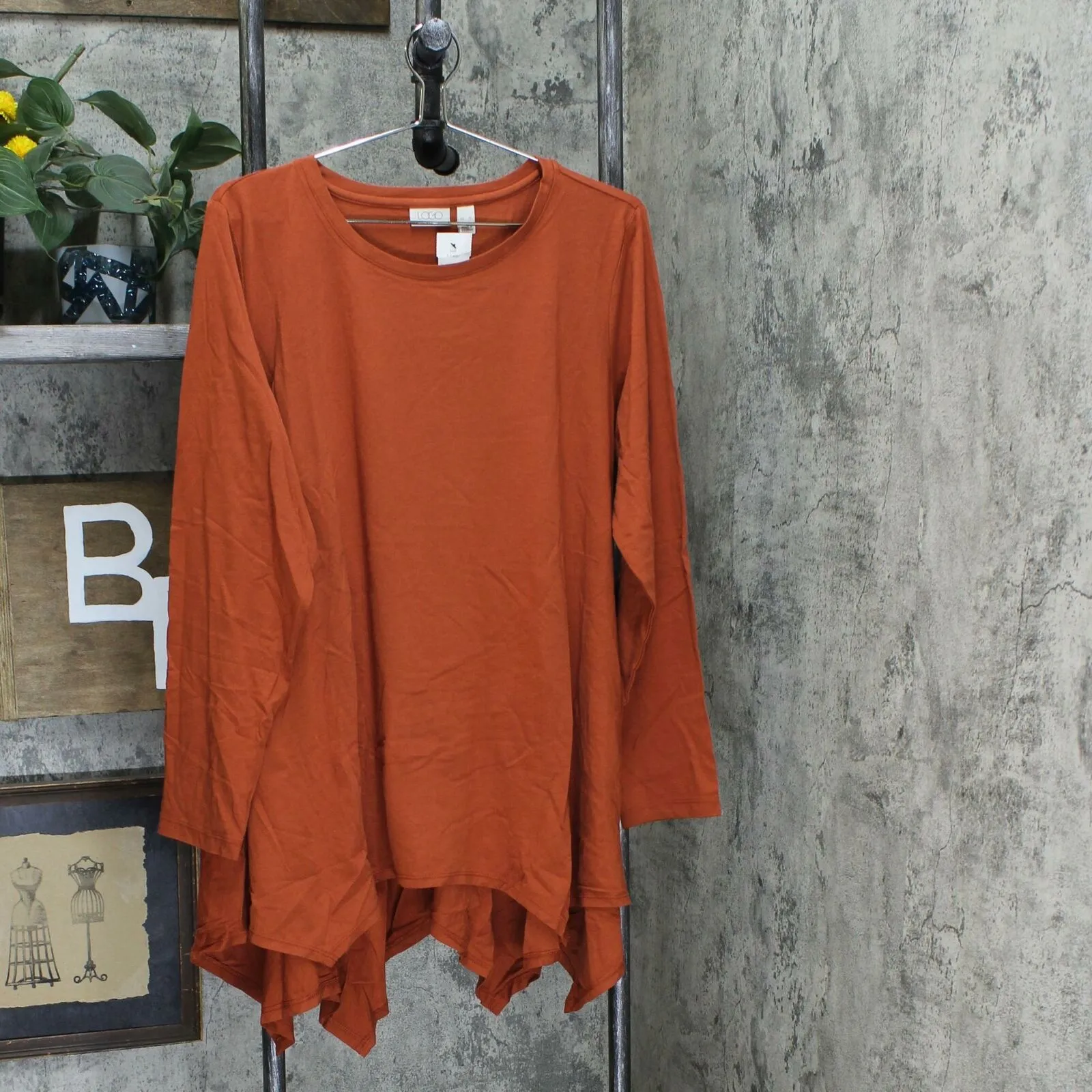 LOGO by Lori Goldstein Women's Cotton Modal Top With Seaming Detail