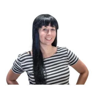 Long Black Wig w/Fringe