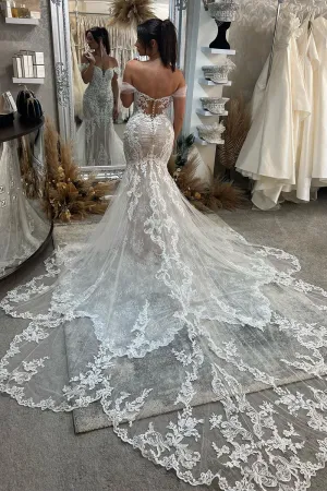 Lorette | Mermaid Off the Shoulder Lace Wedding Dresses with Train