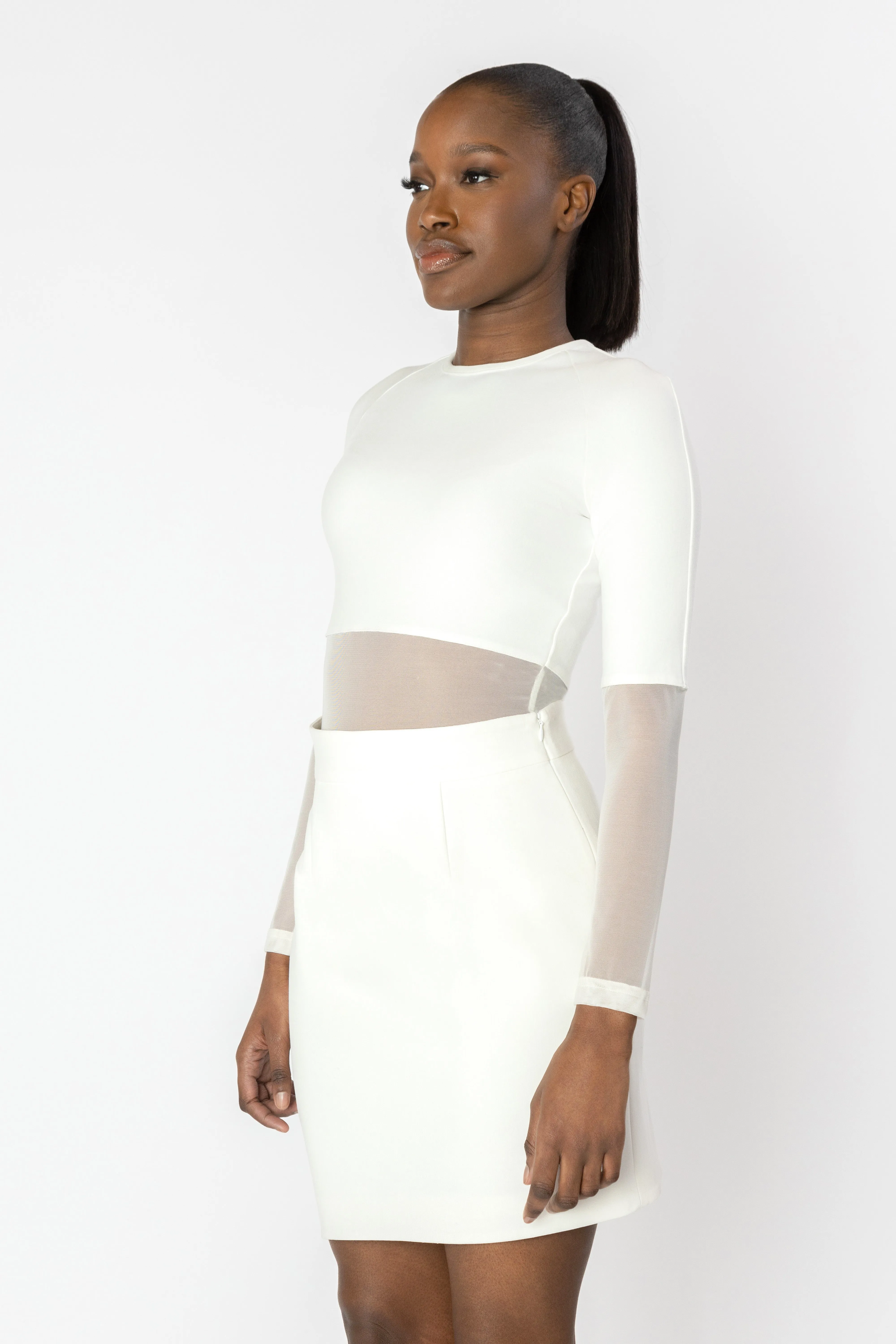LUNA Asymmetric Sleeve Knit Top