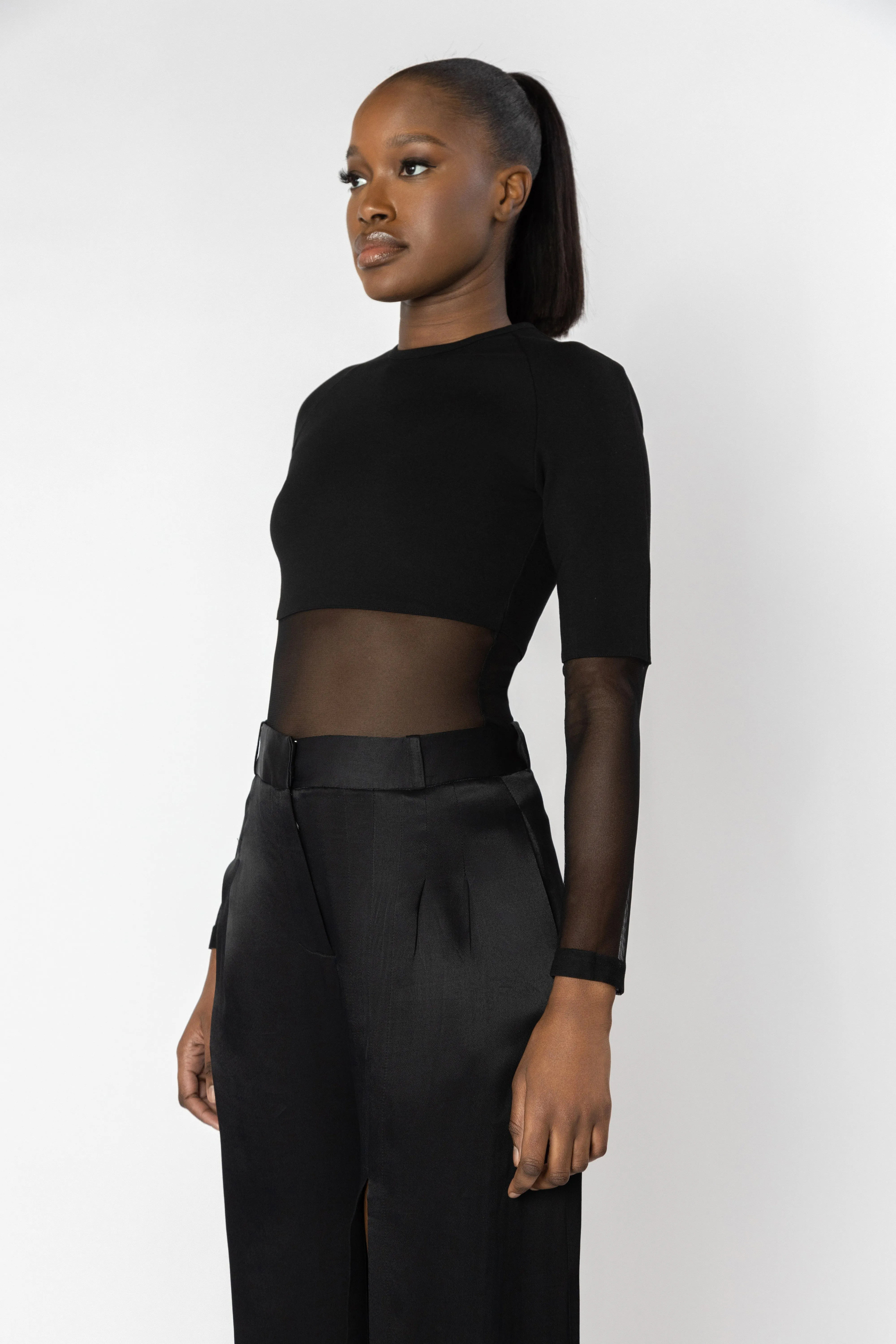 LUNA Asymmetric Sleeve Knit Top