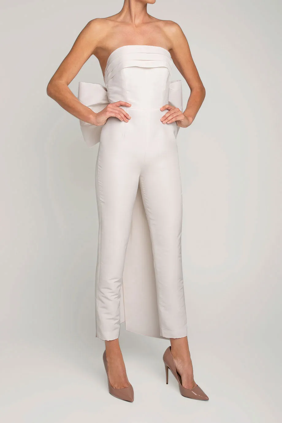Margaret Silk Faille Jumpsuit with Convertible Skirt