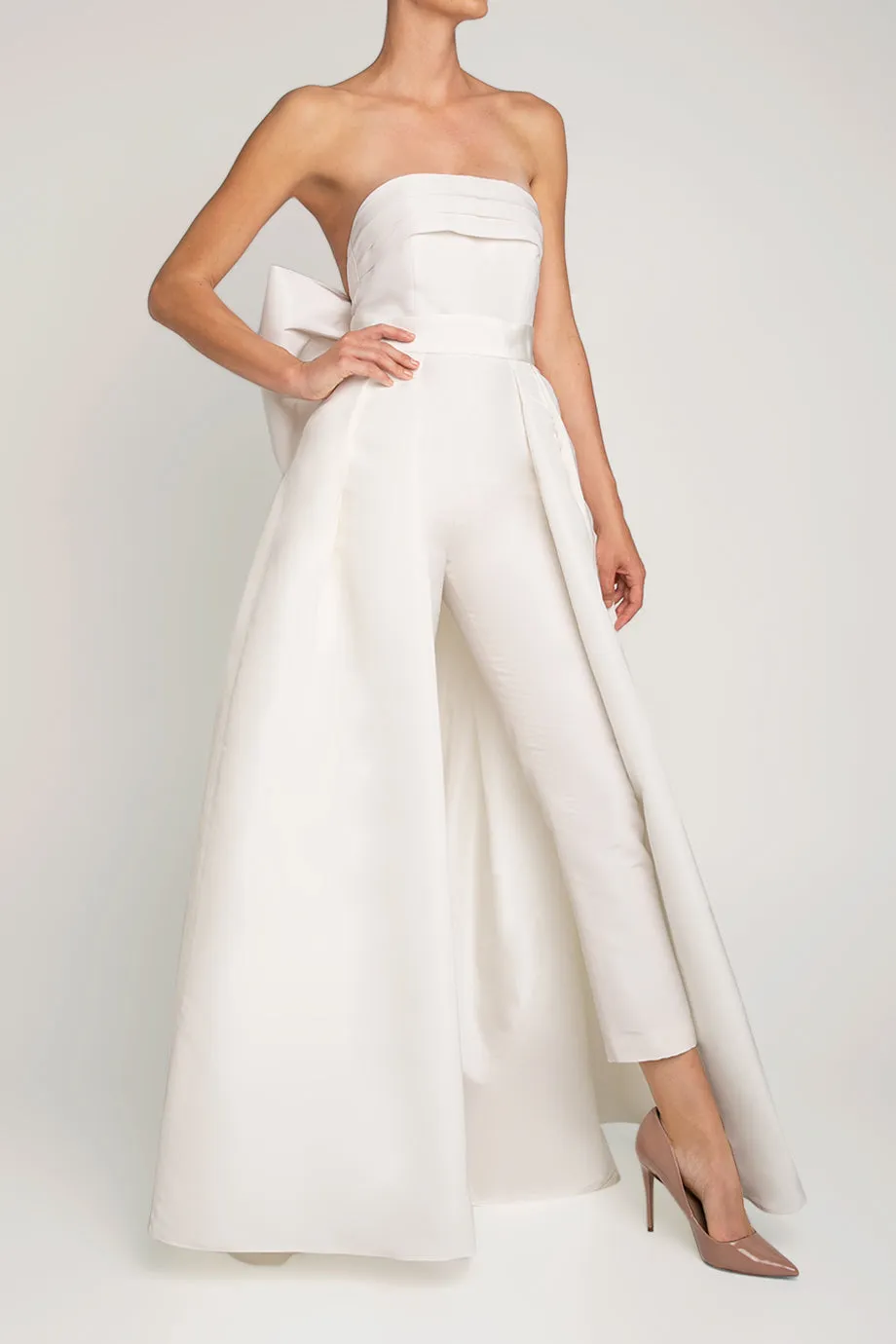 Margaret Silk Faille Jumpsuit with Convertible Skirt