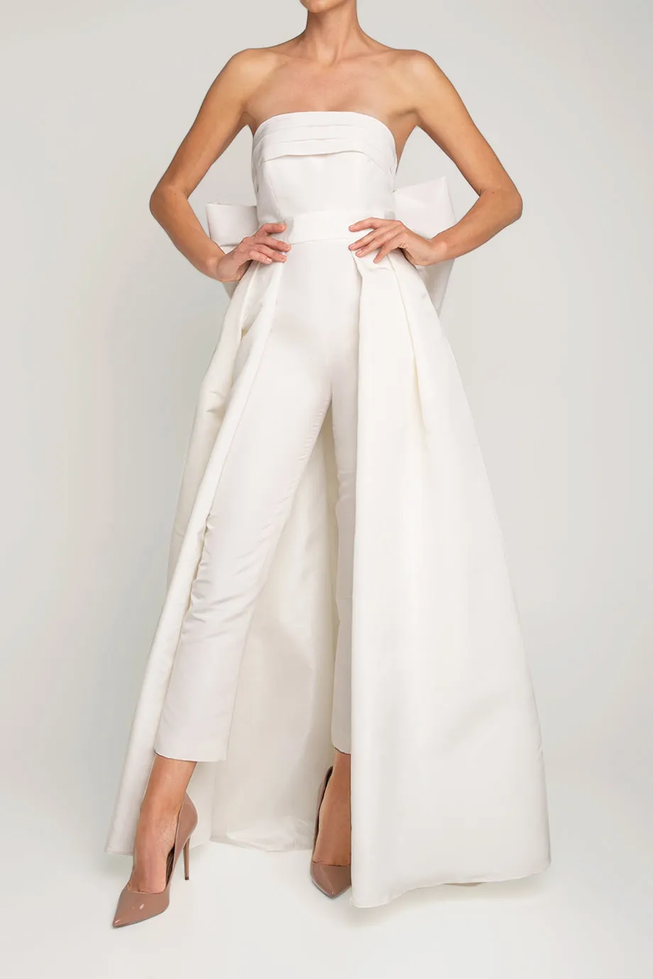 Margaret Silk Faille Jumpsuit with Convertible Skirt
