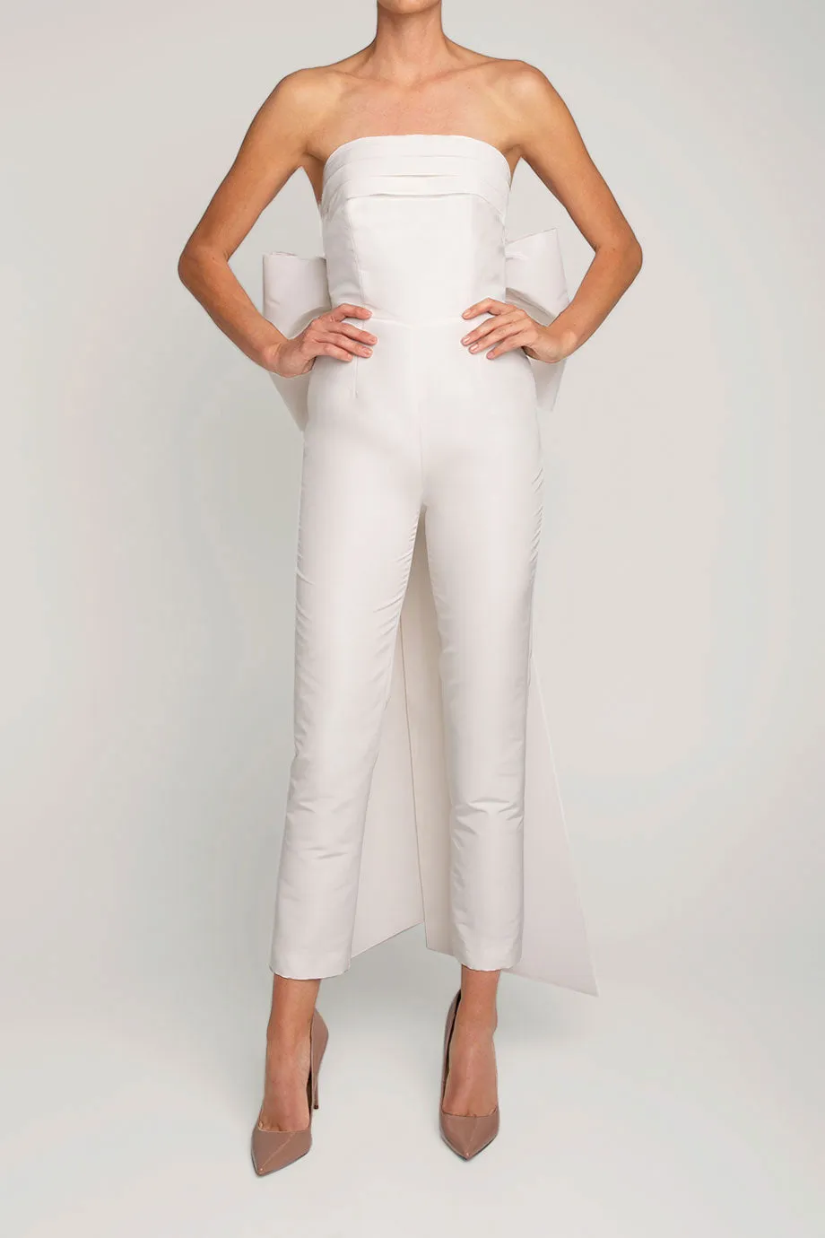 Margaret Silk Faille Jumpsuit with Convertible Skirt