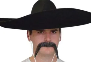 Mexican Grey Moustache Western Cowboy Bandit Costume Mo