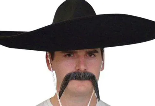 Mexican Grey Moustache Western Cowboy Bandit Costume Mo