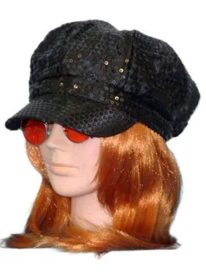 Mod Sequin 1960's Black Costume Hat