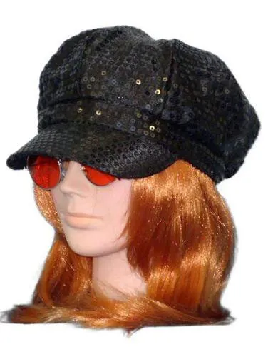 Mod Sequin 1960's Black Costume Hat