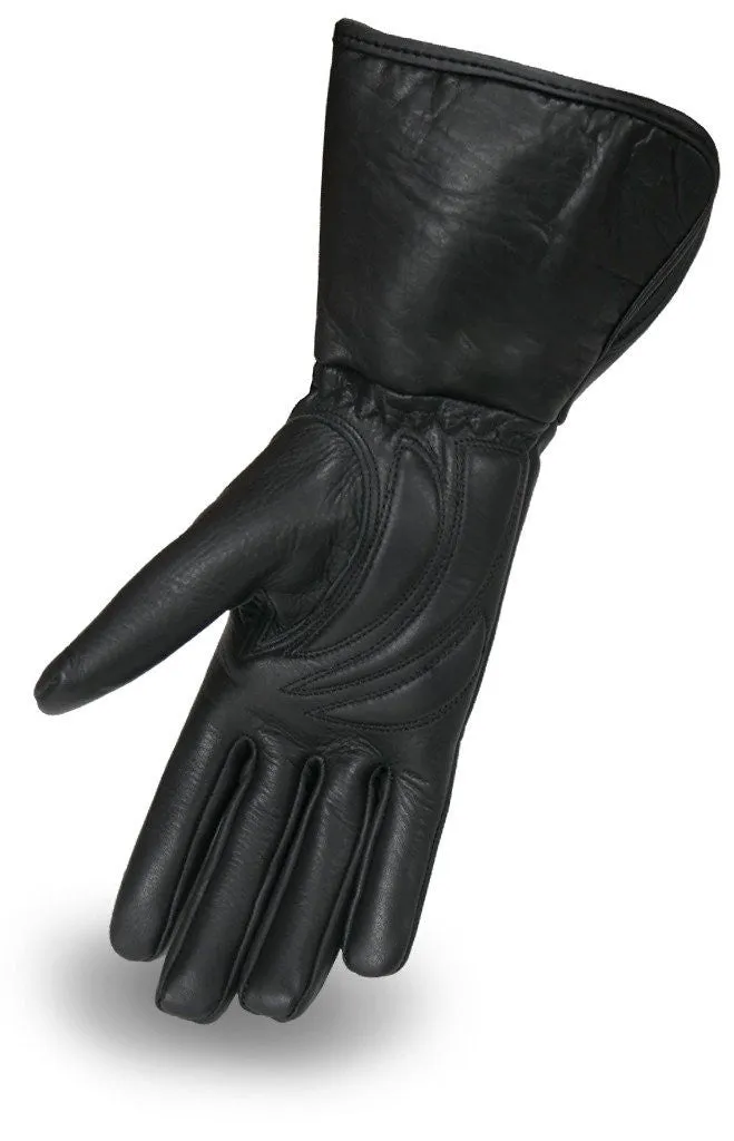 Motorcycle Women's Ultra long real butter soft gel palm Lined leather gloves