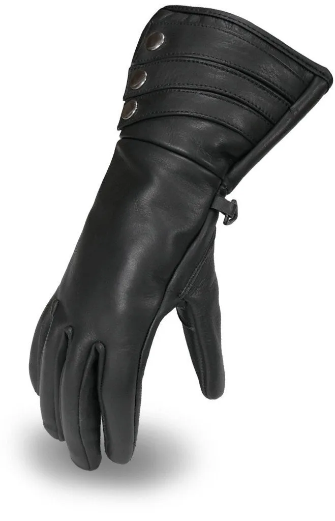 Motorcycle Women's Ultra long real butter soft gel palm Lined leather gloves