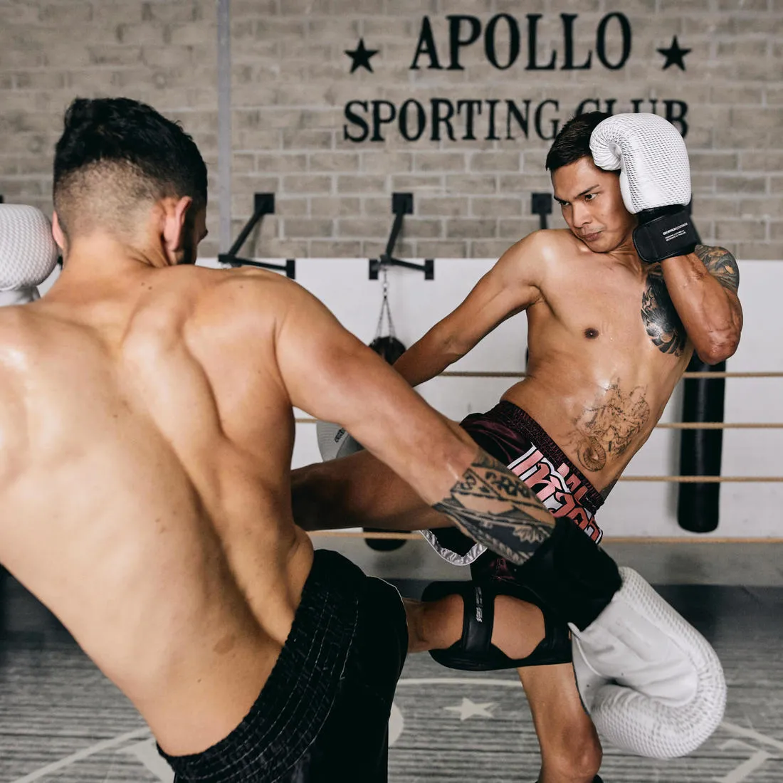 Muay Thai Leather Gloves 500 - White/Silver