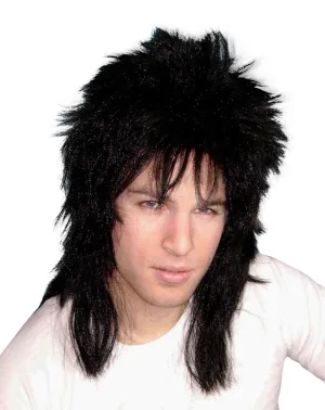 Mullet Black 80's Costume Wig