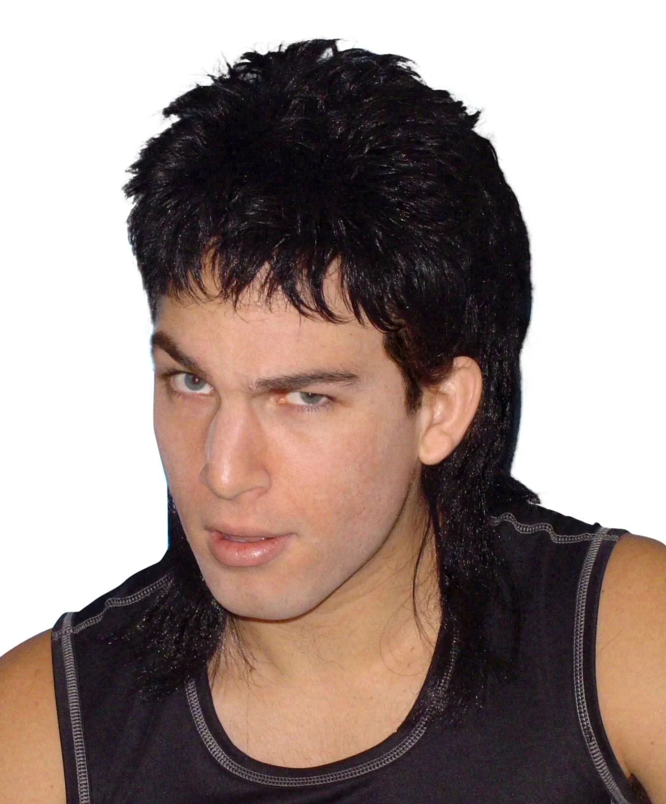 Mullet Black Fancy Dress 70s 80s Costume Wig