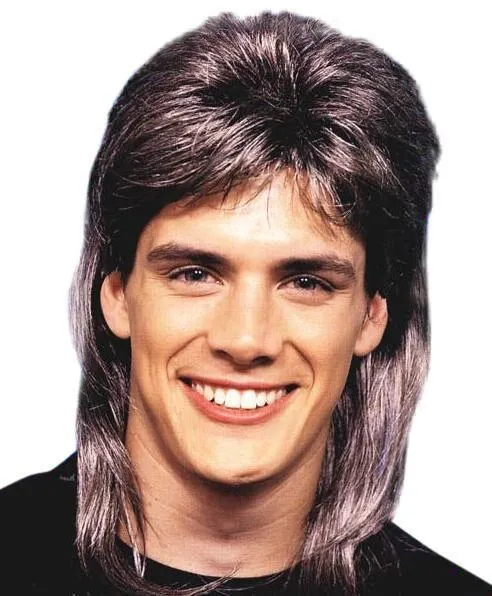 Mullet Brown & Blonde Streaked Wig