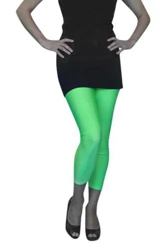 Neon 1980's Tights Green Lycra Footless Pantyhose