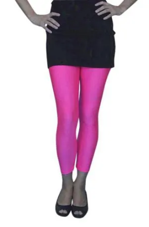 Neon Pink 1980's Tights Lycra Footless Pantyhose Costume Accessory