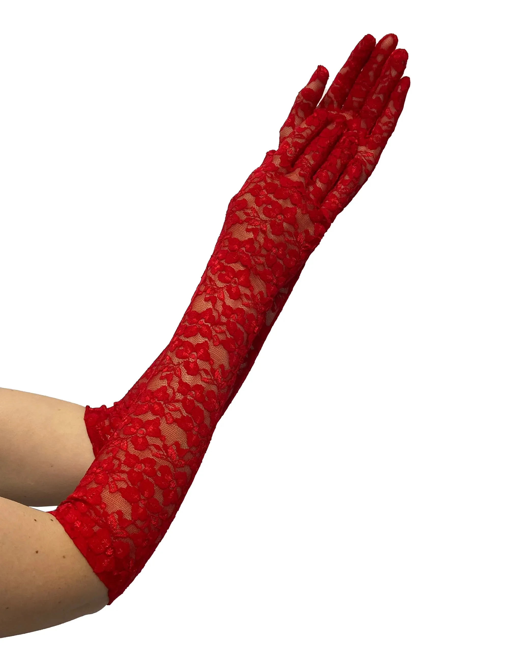 Opera Lace Gloves in Red