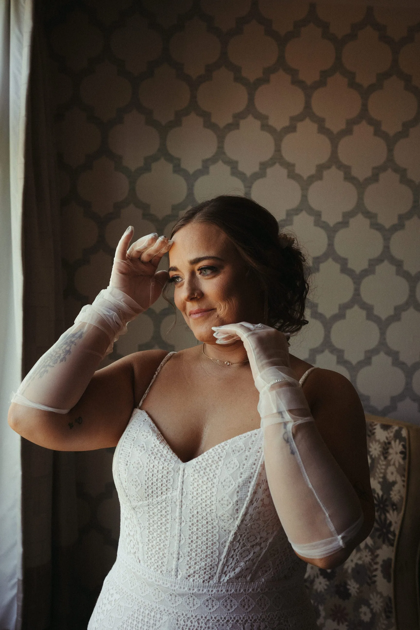 Opera Length Sheer Bridal Glove Set