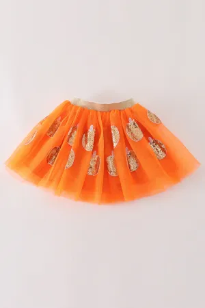 Orange Pumpkin Sequin Tutu Skirt