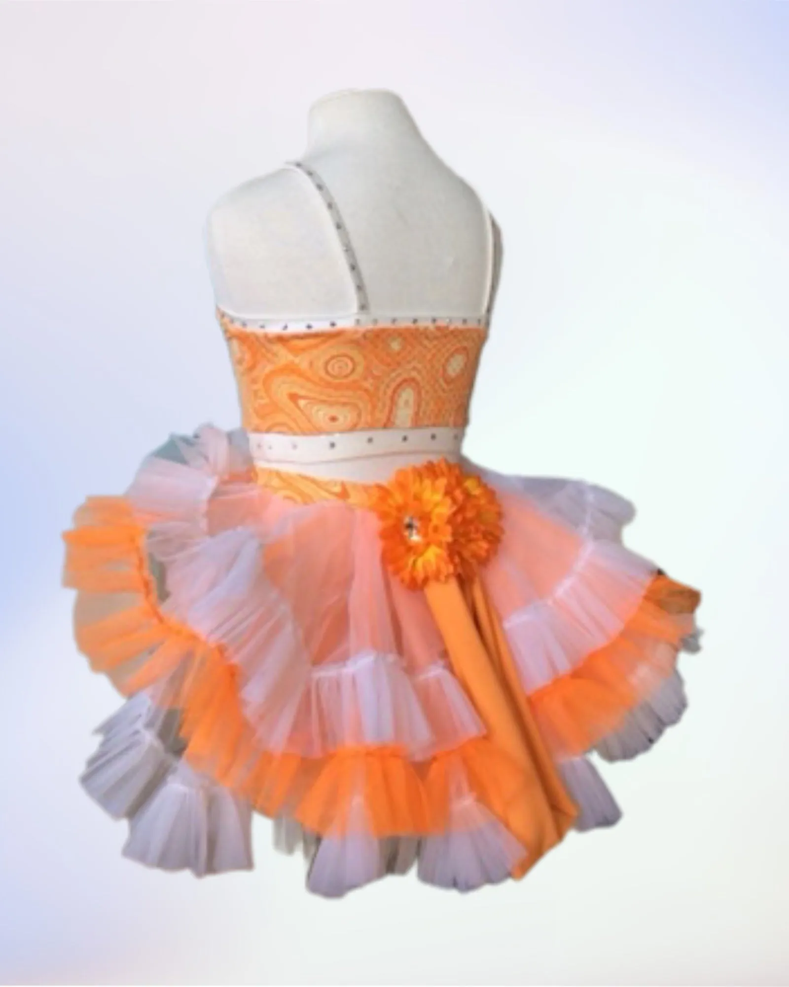 Orange Swirl Crop Top & Back Skirt Set
