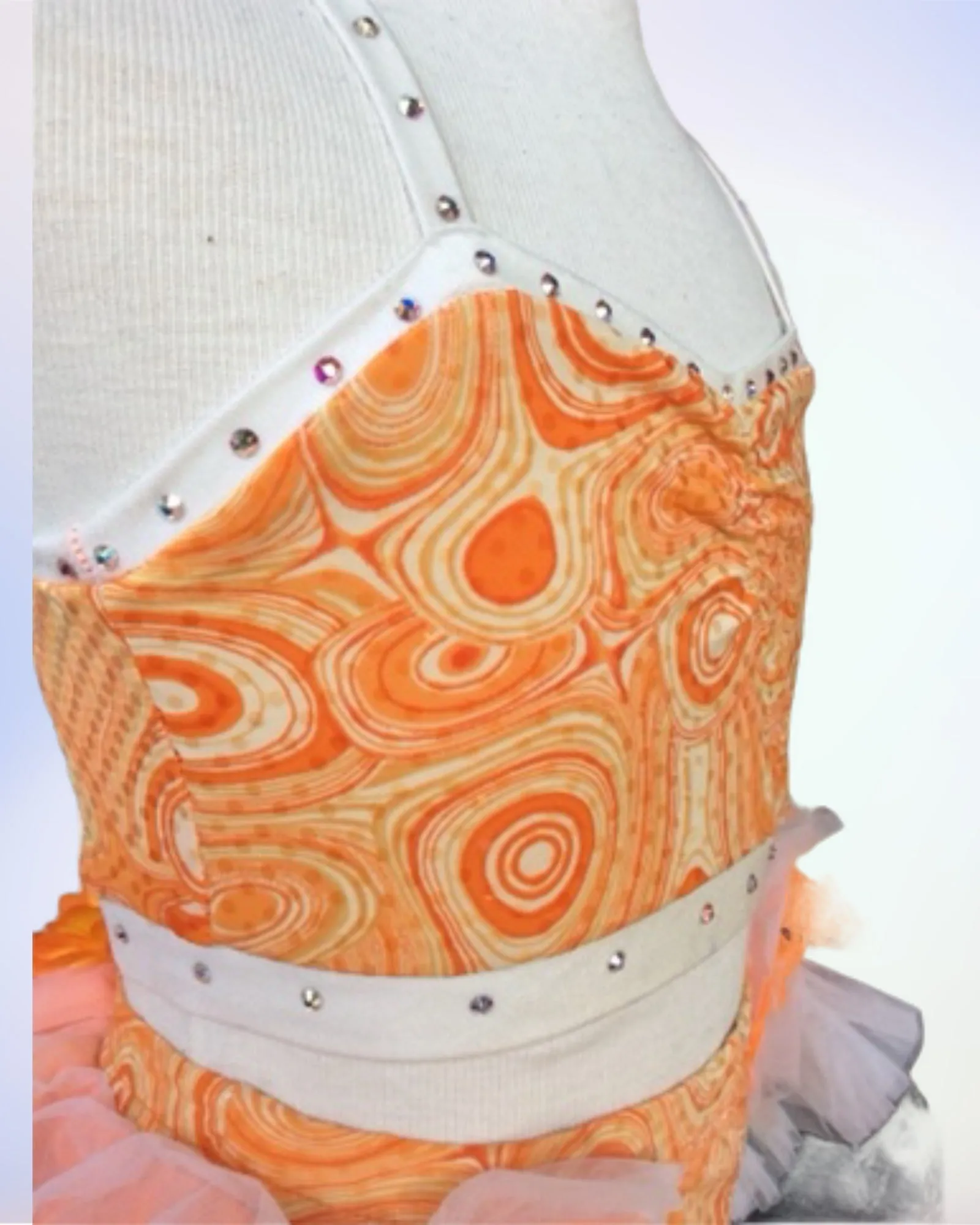 Orange Swirl Crop Top & Back Skirt Set