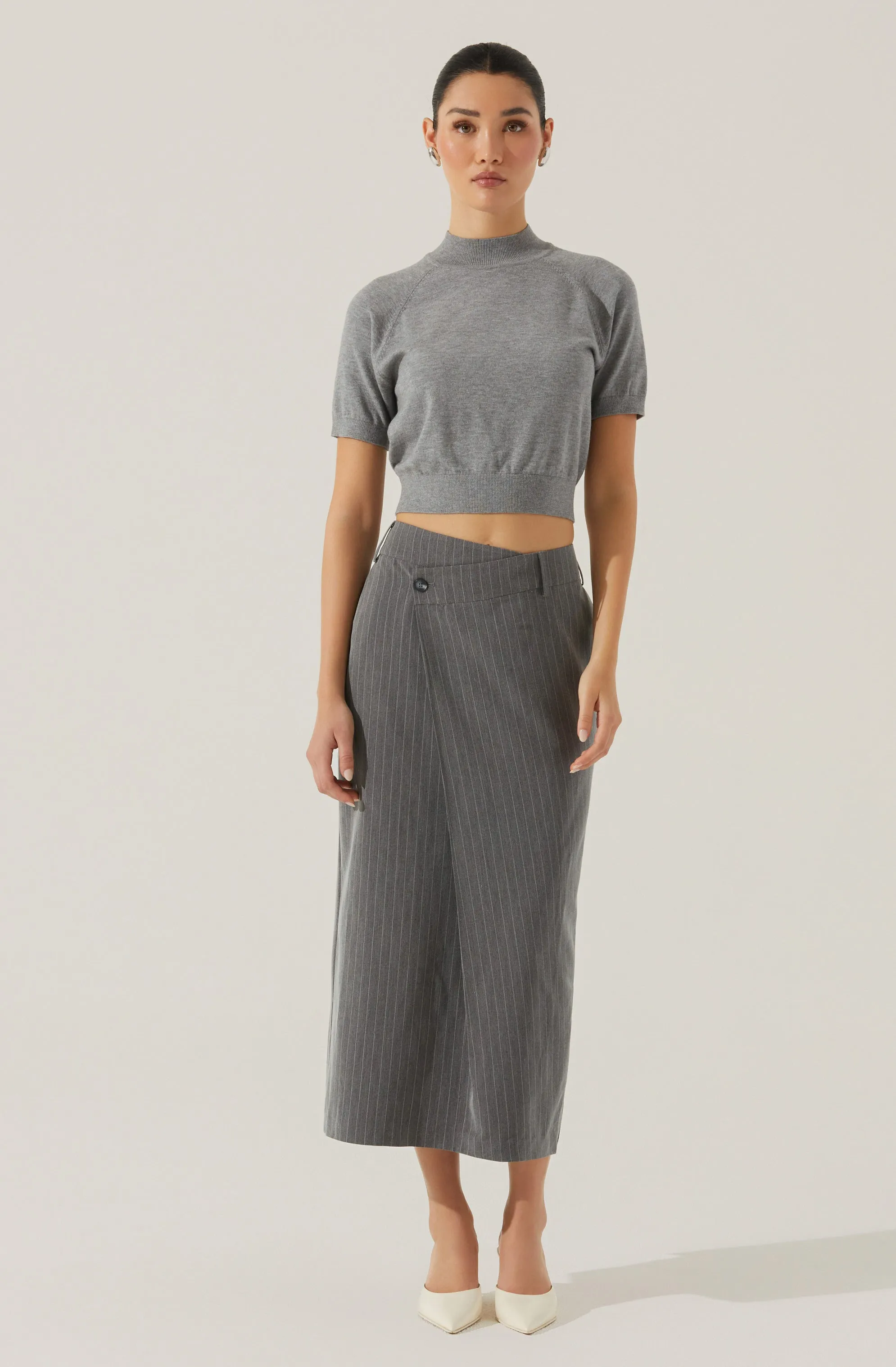 Pinstripe Asymmetrical Waist Skirt