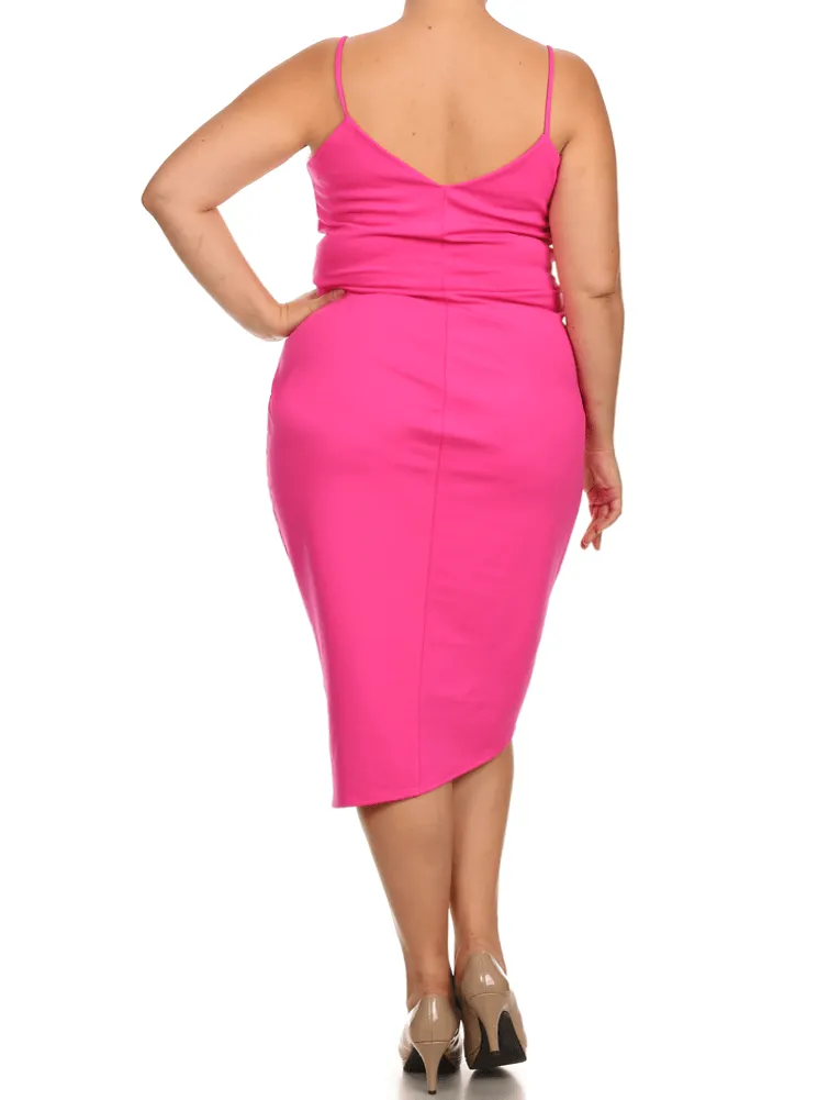 Plus Size Mesmerize In Pleats Pink Dress