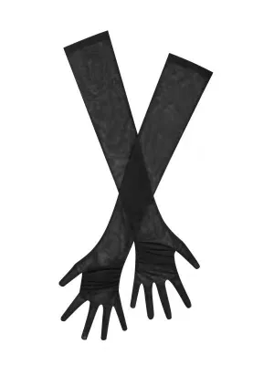PRE-ORDER Elena Mesh Opera-length Gloves x Black