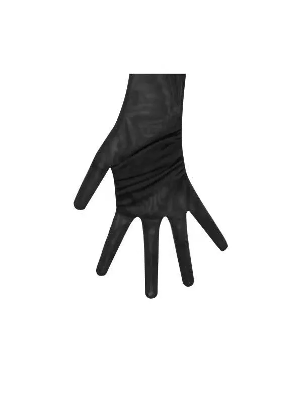 PRE-ORDER Elena Mesh Opera-length Gloves x Black
